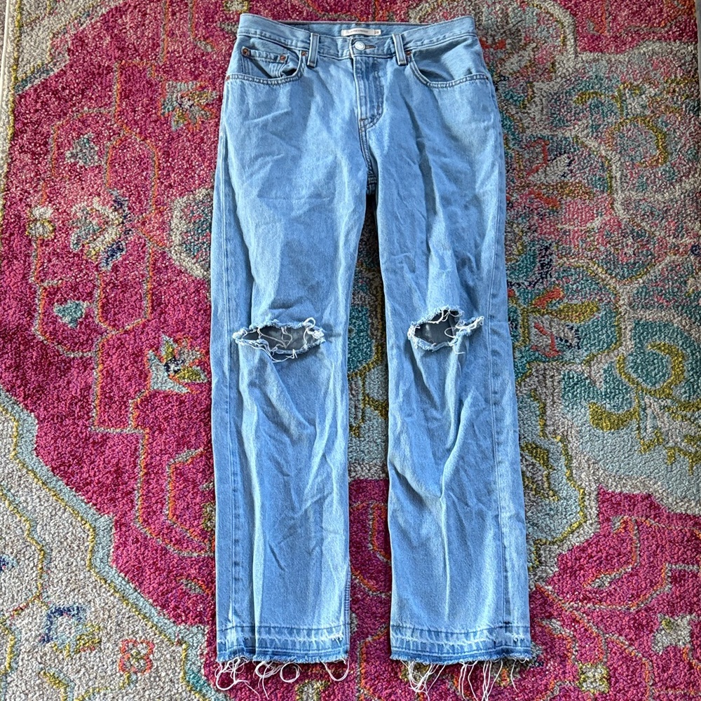 Levi's Light Blue Distressed Low Pro Straight Jeans